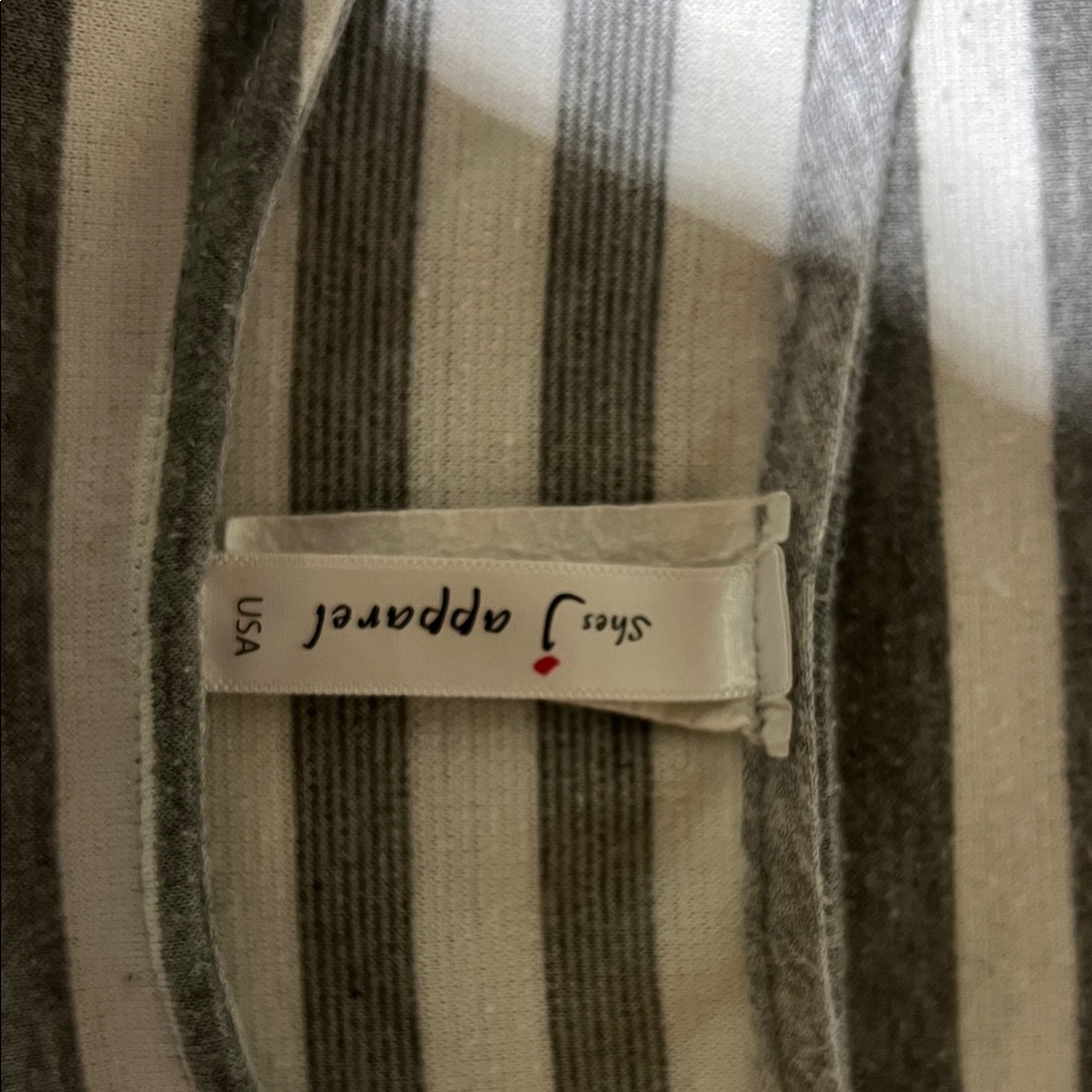 She's Apparel Gray and White Striped Top